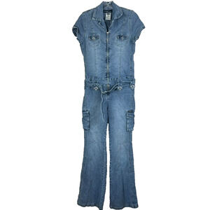 Revolt Women's Size Large Jumpsuit Vintage 90s Denim Western Retro Flare Belted